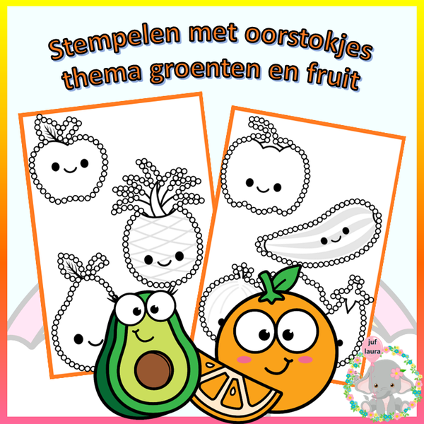 Stempelen met oorstokjes: groenten en fruit