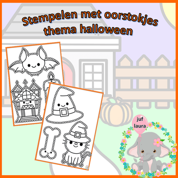 Stempelen met oorstokjes: halloween