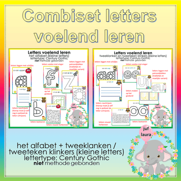 Combiset: letters voelend leren (lettertype Century Gothic)