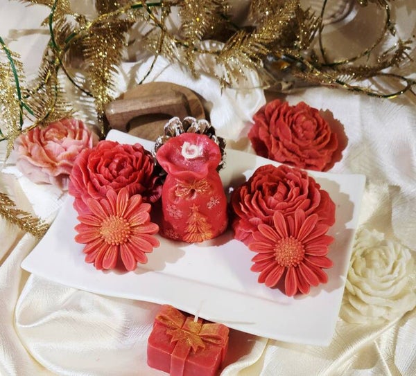 Galets de cire parfumés formes pivoines et Margueritte