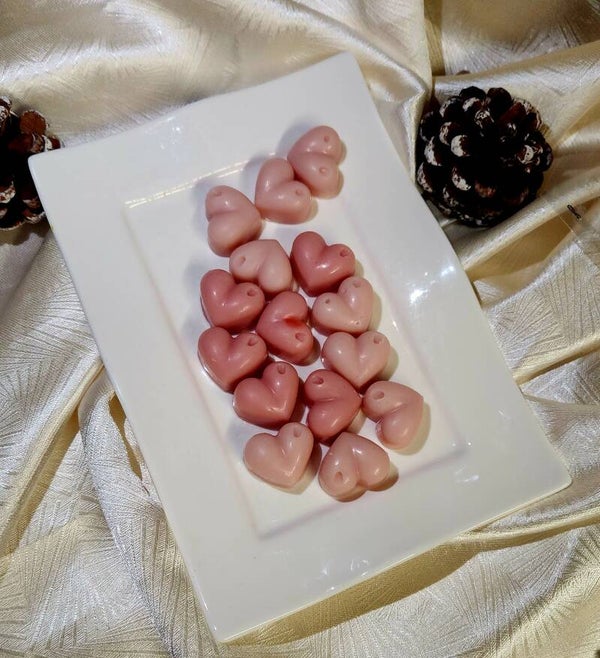Galets de cire parfumée cœur rose poudré