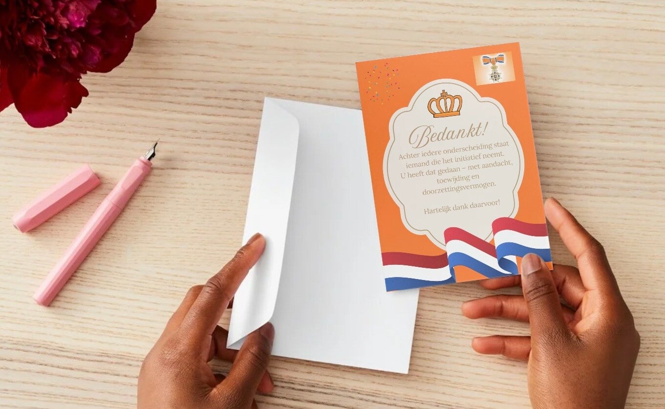 Bedankkaart voorsteller Koninklijke onderscheiding