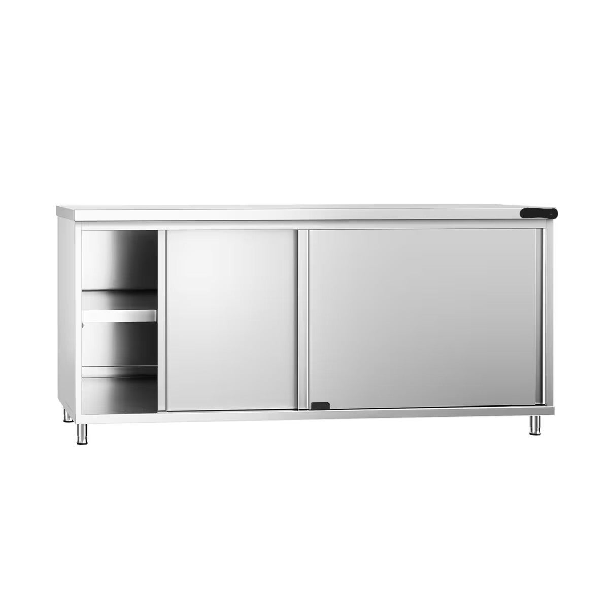 Tavolo armadiato in acciaio inox - 1800x600 mm - con anta scorrevole