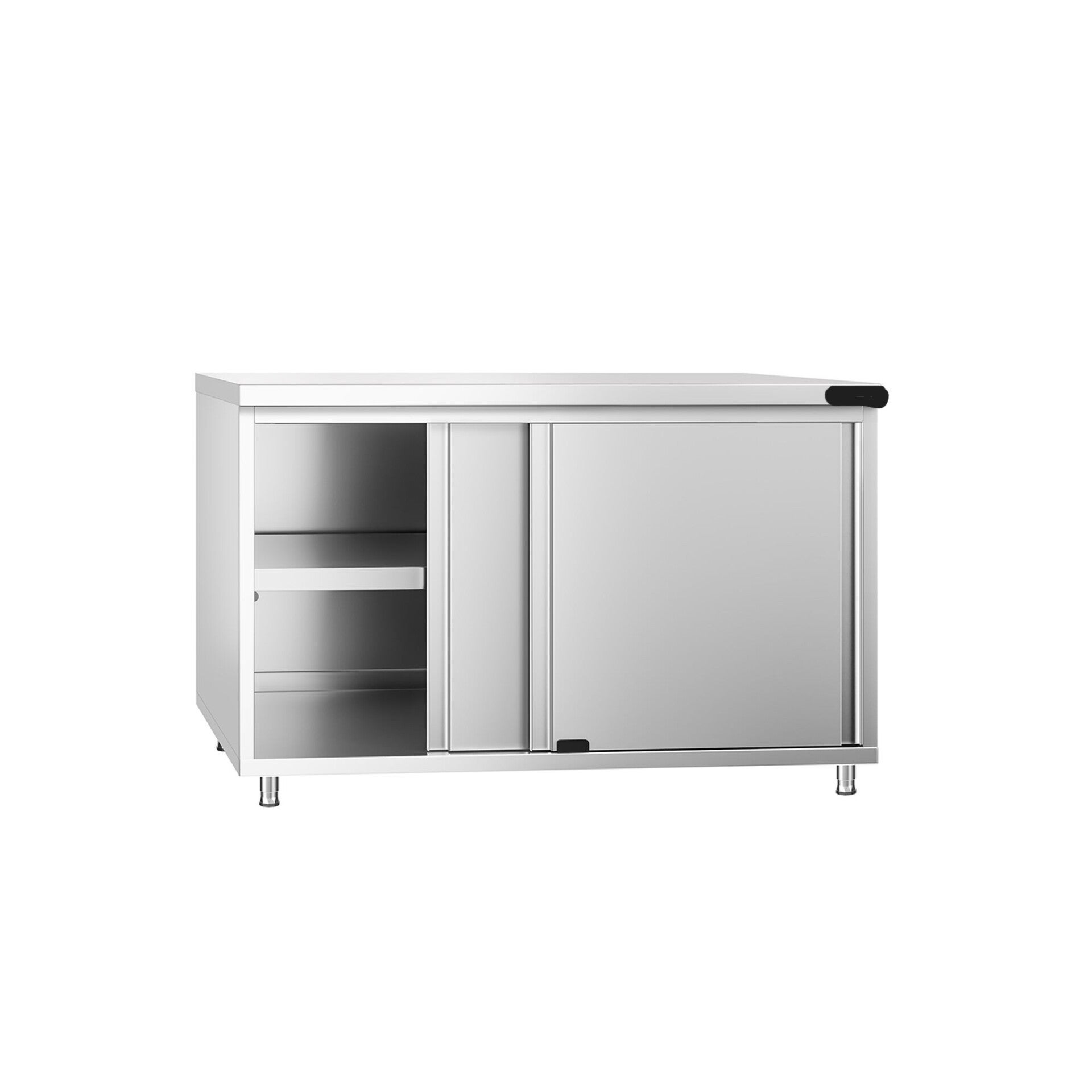Tavolo armadiato in acciaio inox - 1200x600 mm - con anta scorrevole