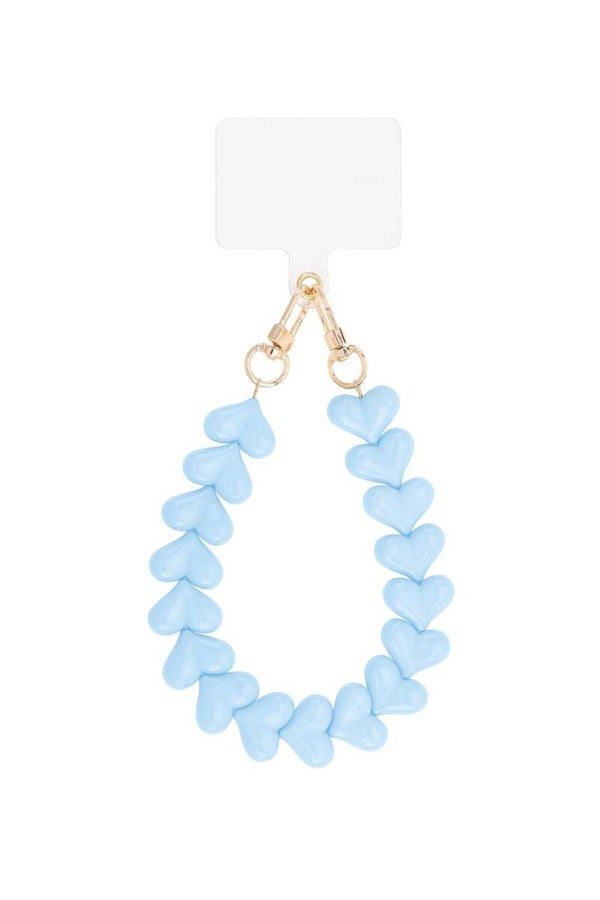 Telefoonkoord hartjes - Baby blue