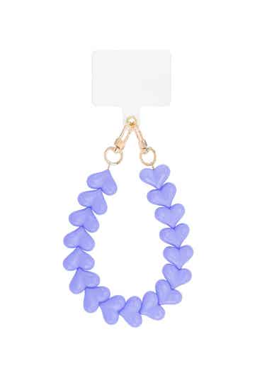 Telefoonkoord hartjes - Paars