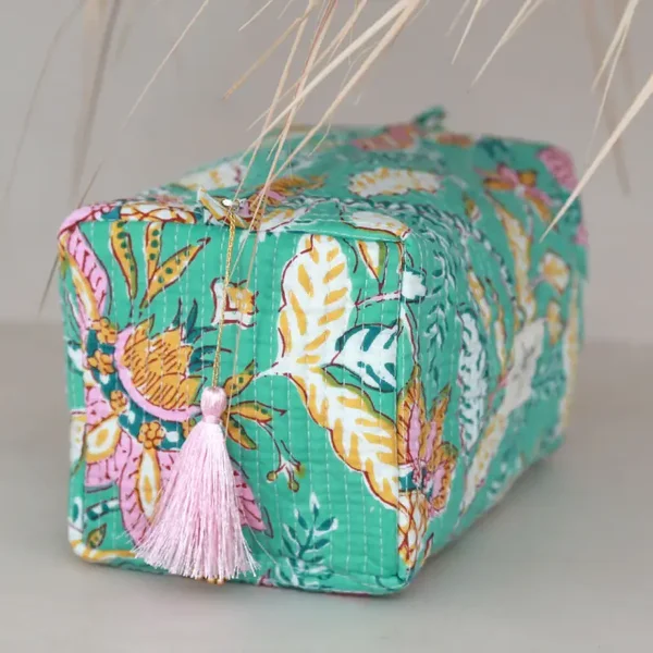 Blockprint toilettas Flower Mint - M
