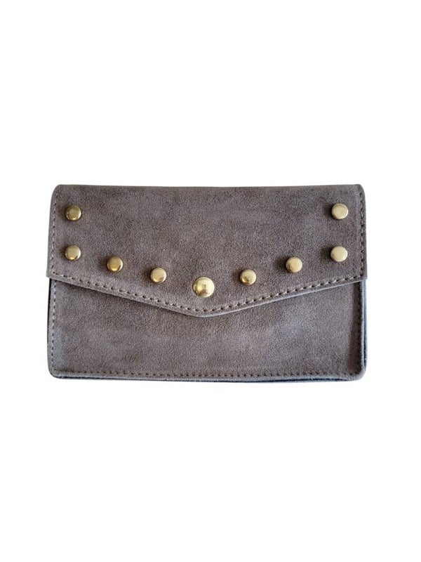 Tasje met gouden studs - Donker bruin