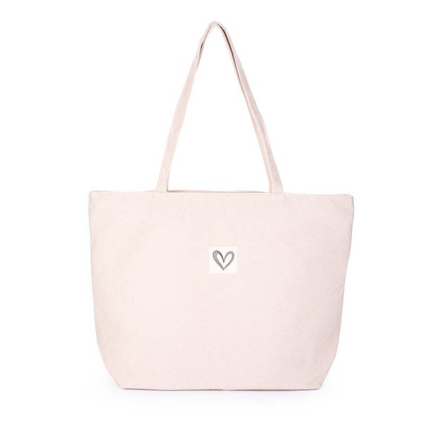 Shopper ribbel stof - beige
