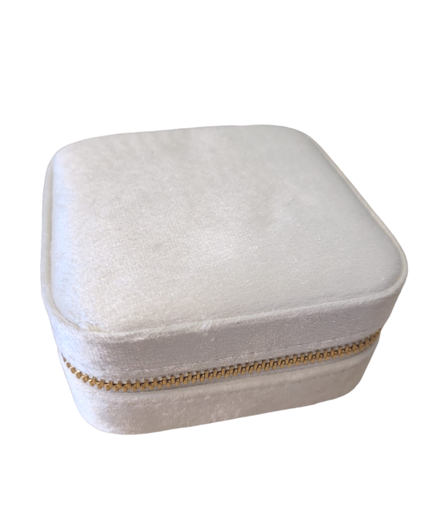 Sieradendoosje velvet met spiegel - beige