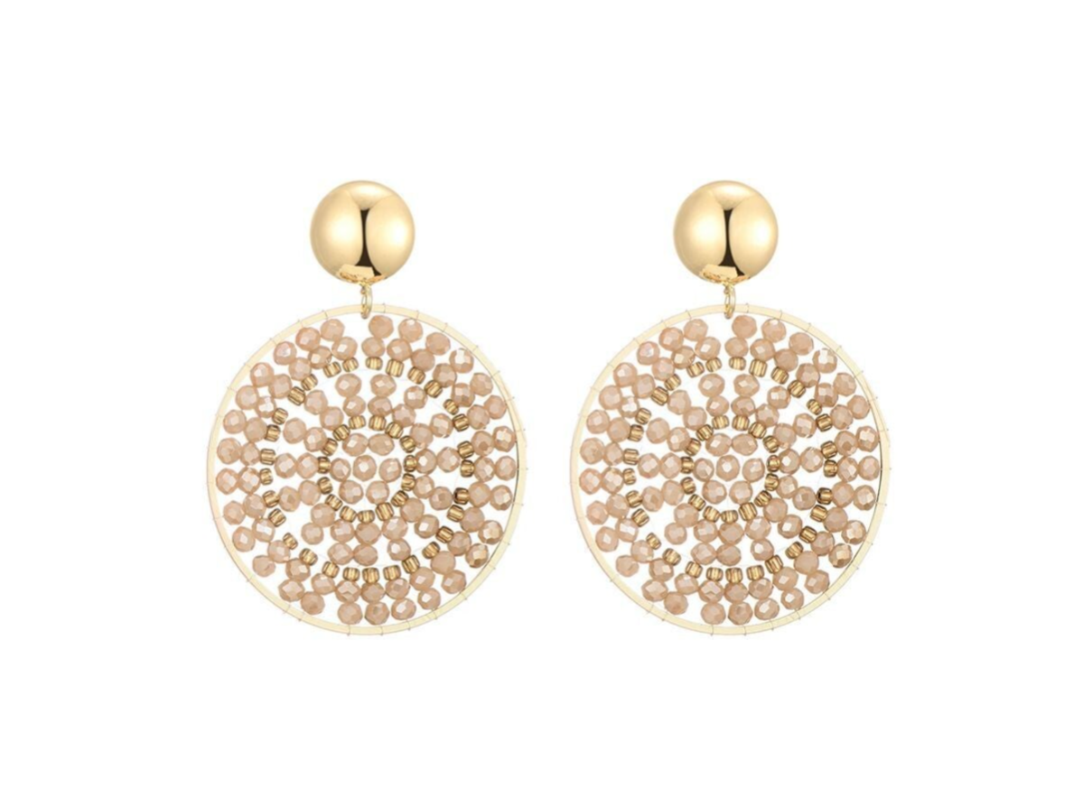 Statement oorbellen - beige