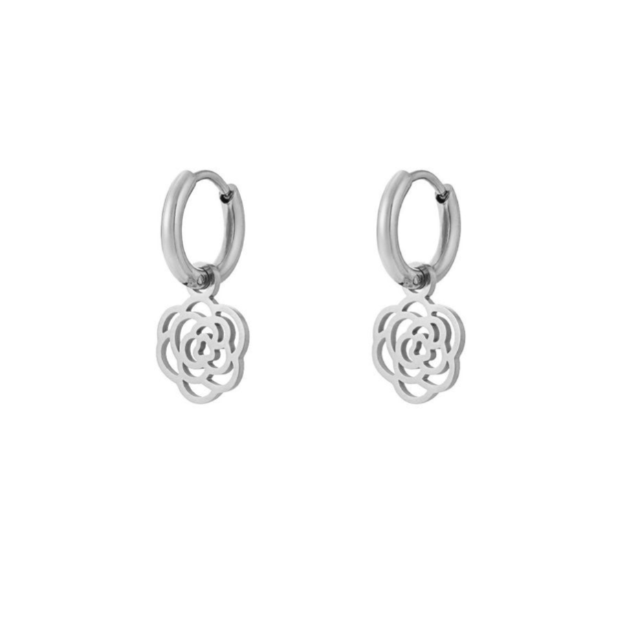 Rozen oorbellen - zilver