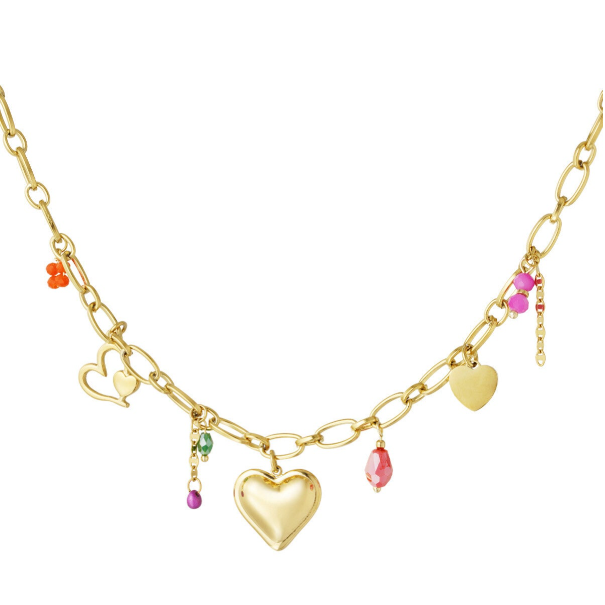 Kleurrijke liefdesbedelketting - Goud kleur