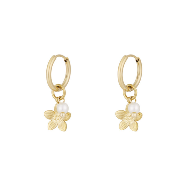 Pearl blossom oorbellen - goud