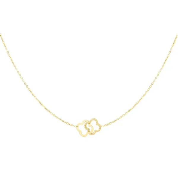 Ketting dubbele klavers - goud