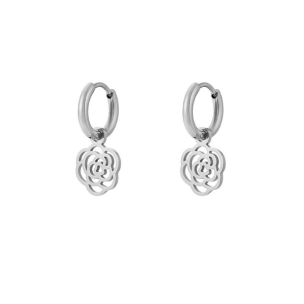 Rozen oorbellen - zilver