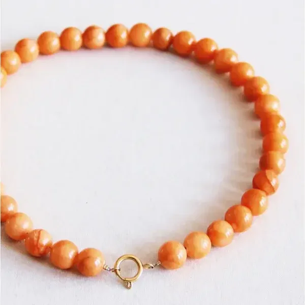 Kralen ketting van natuursteen XL - oranje