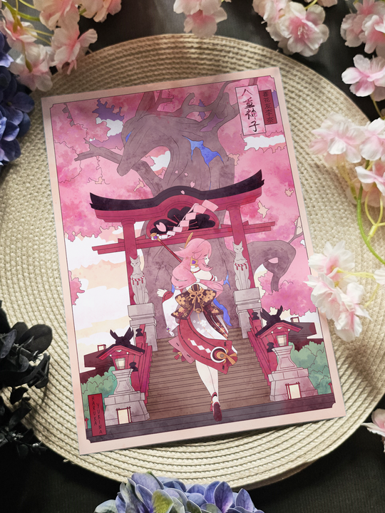 ❀ Ukiyo-e Yae Miko - Genshin Impact - A4 Print ❀
