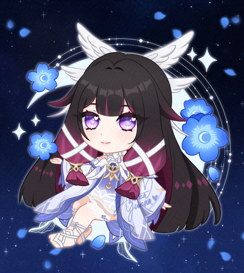 Columbina Hyposelenia Chibi Fanart - Eyes open - Genshin Impact