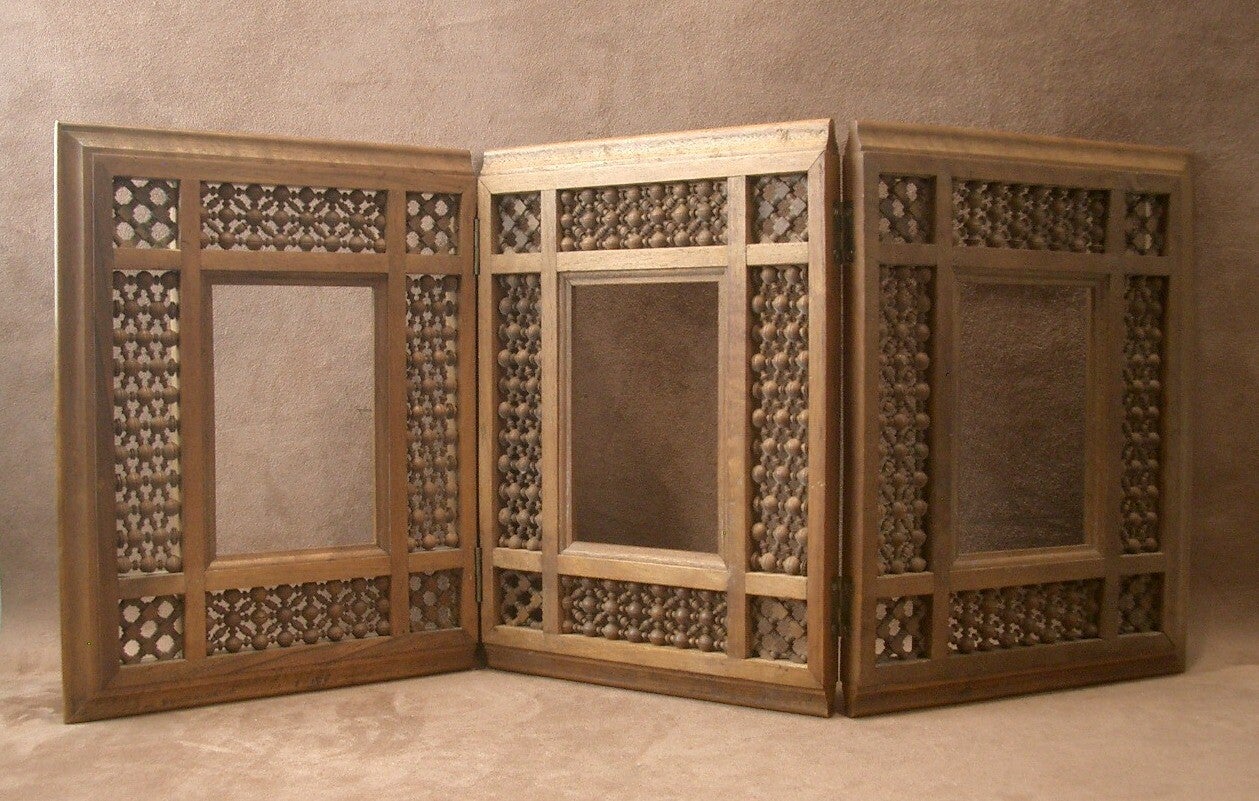 Cadre pliant triptyque orientaliste décor de Moucharabieh