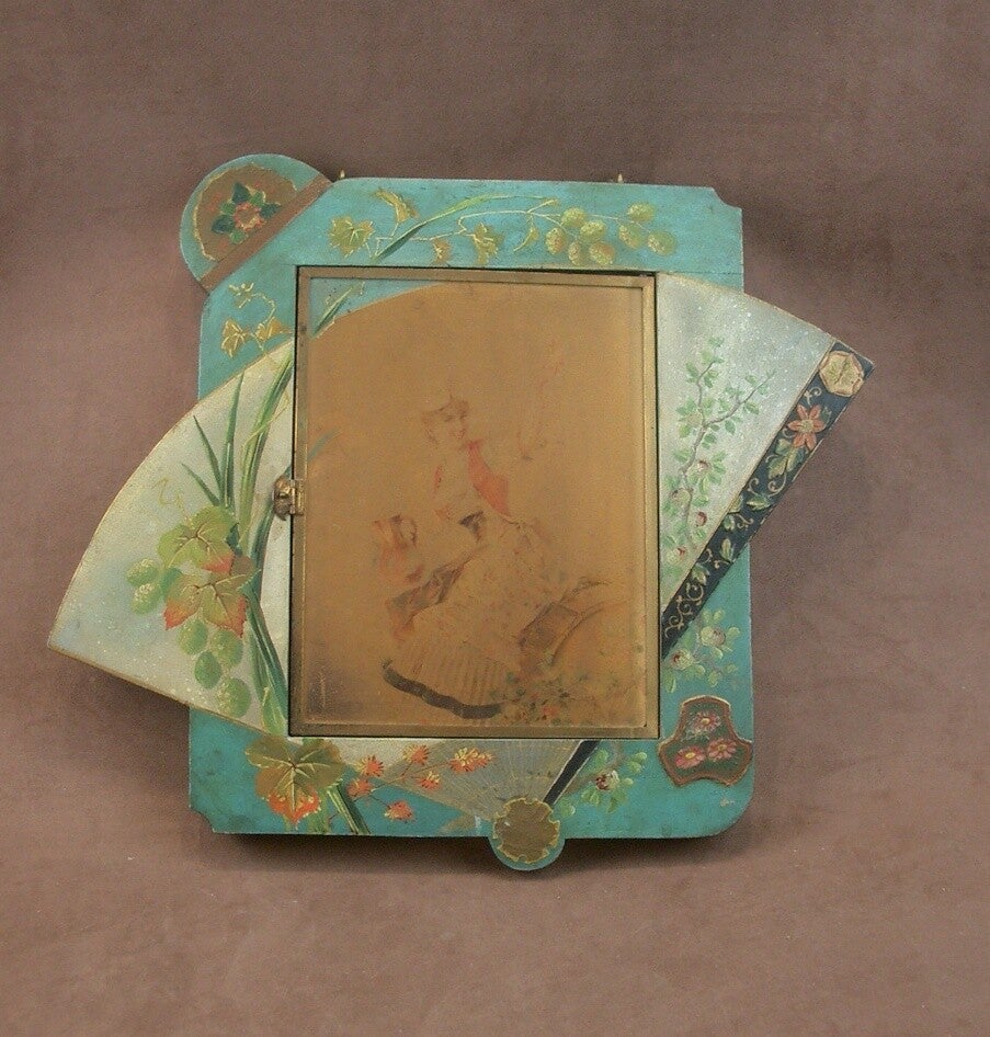 Miroir Triptyque Art Nouveau 1900 Bois laqué décor Japonisant