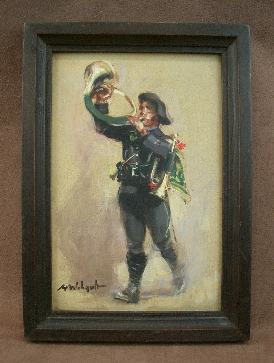 Marcel Wibault Peinture ancienne Portrait de Chasseur Alpin