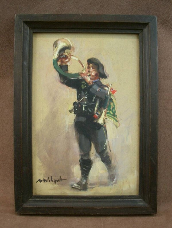 Marcel Wibault Peinture ancienne Portrait de Chasseur Alpin