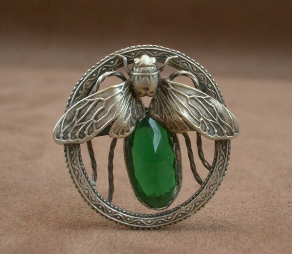 Epingle à chapeau ancienne Art Nouveau à décor d'insecte