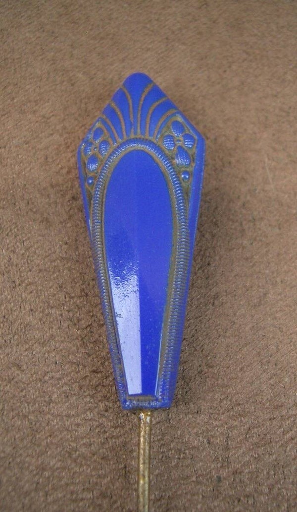Epingle à chapeau ancienne Art Nouveau verre moulé pressé