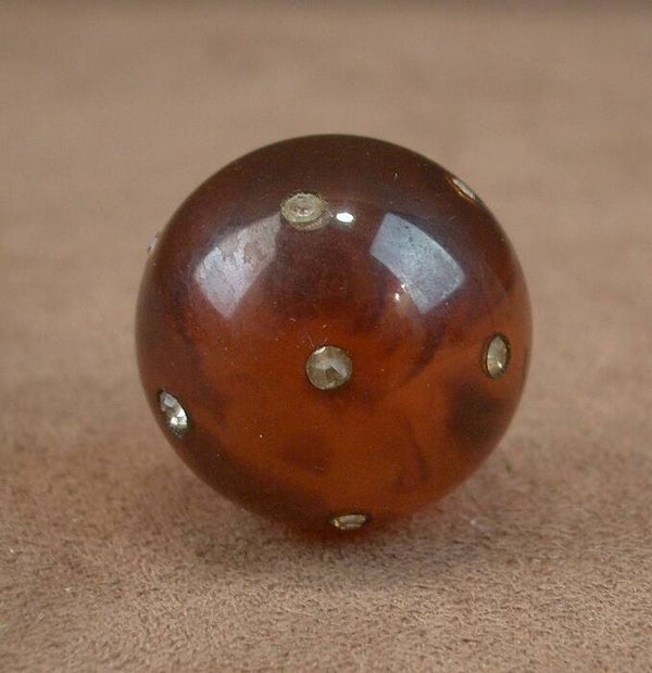 Epingle à chapeau ancienne en bakélite orange façon ambre