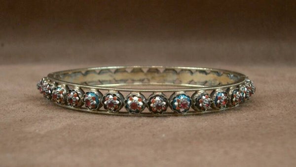 Bracelet ancien jonc en vermeil et émaux bressans