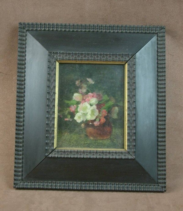 Peinture ancienne huile nature morte au bouquet de fleurs