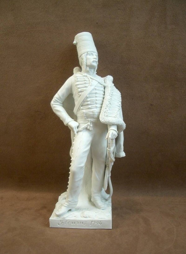 Superbe Statuette en biscuit de Porcelaine militaire Hussard Bisson XIXe siècle