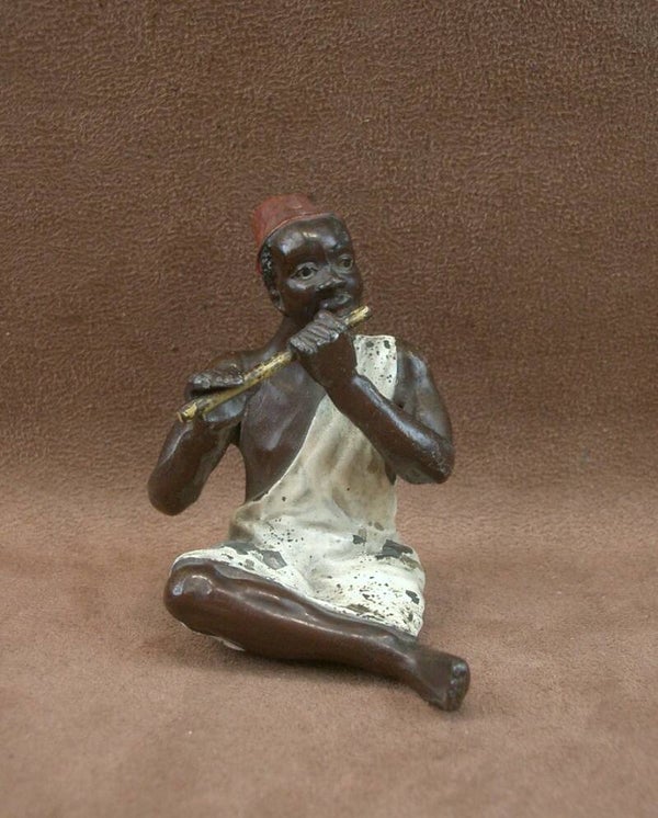 Petite sculpture orientaliste , plomb de nuremberg polychrome