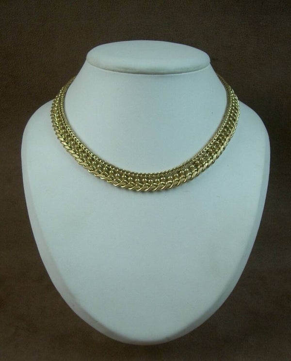 Collier en métal doré vintage signé Pierre Lorion & Sylvia Karels Paris