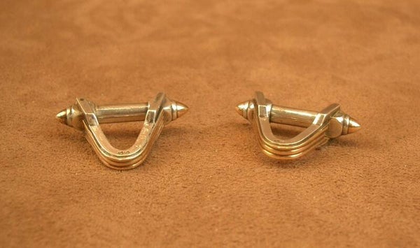 Paire de boutons de manchettes anciens Art Déco or et argent