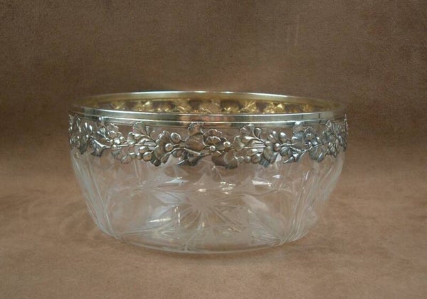 Coupe Art Nouveau en cristal taillé et argent massif orfèvre Ravinet D'Enfert
