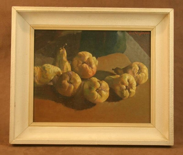 Belle peinture huile sur toile Nature morte aux poires par Joseph Weydmann (1914-1968)