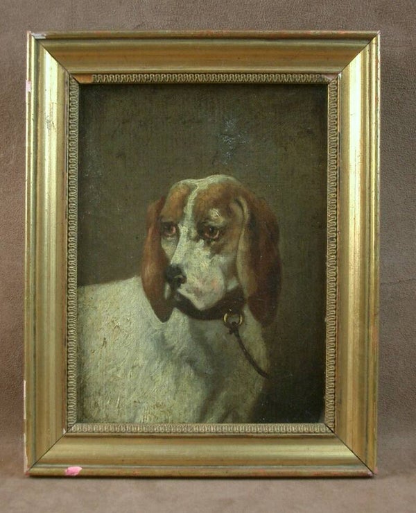 Huile sur toile, peinture du XIXe siècle, portrait de chien
