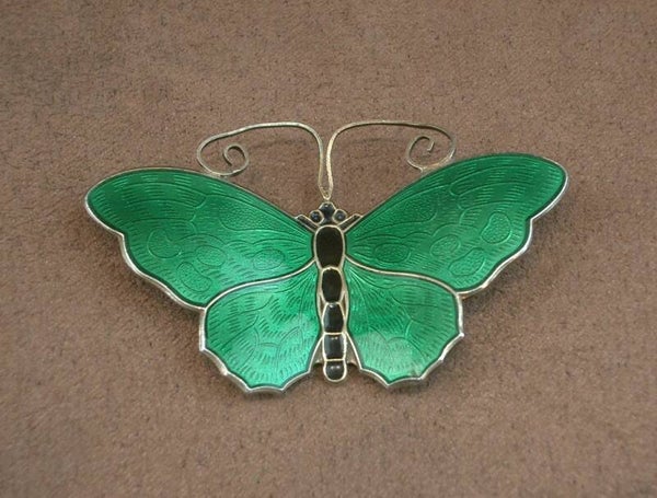 Broche Papillon en vermeil et émail signée David Andersen Norway