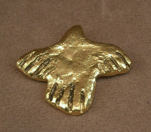 Broche vintage en métal doré oiseau stylisé signée Sonia Rykiel