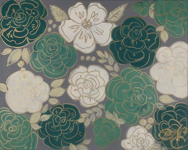 Rosen grün, 40x50 cm