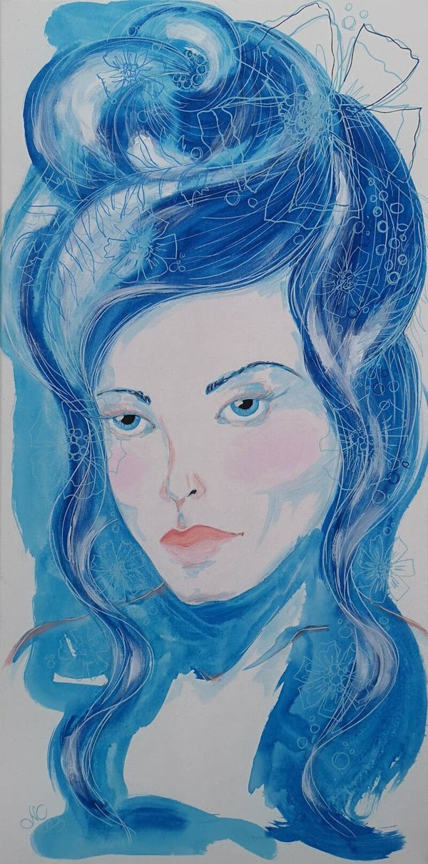 Blue Melody: Portrait of the Winter Maiden, 50x100 cm