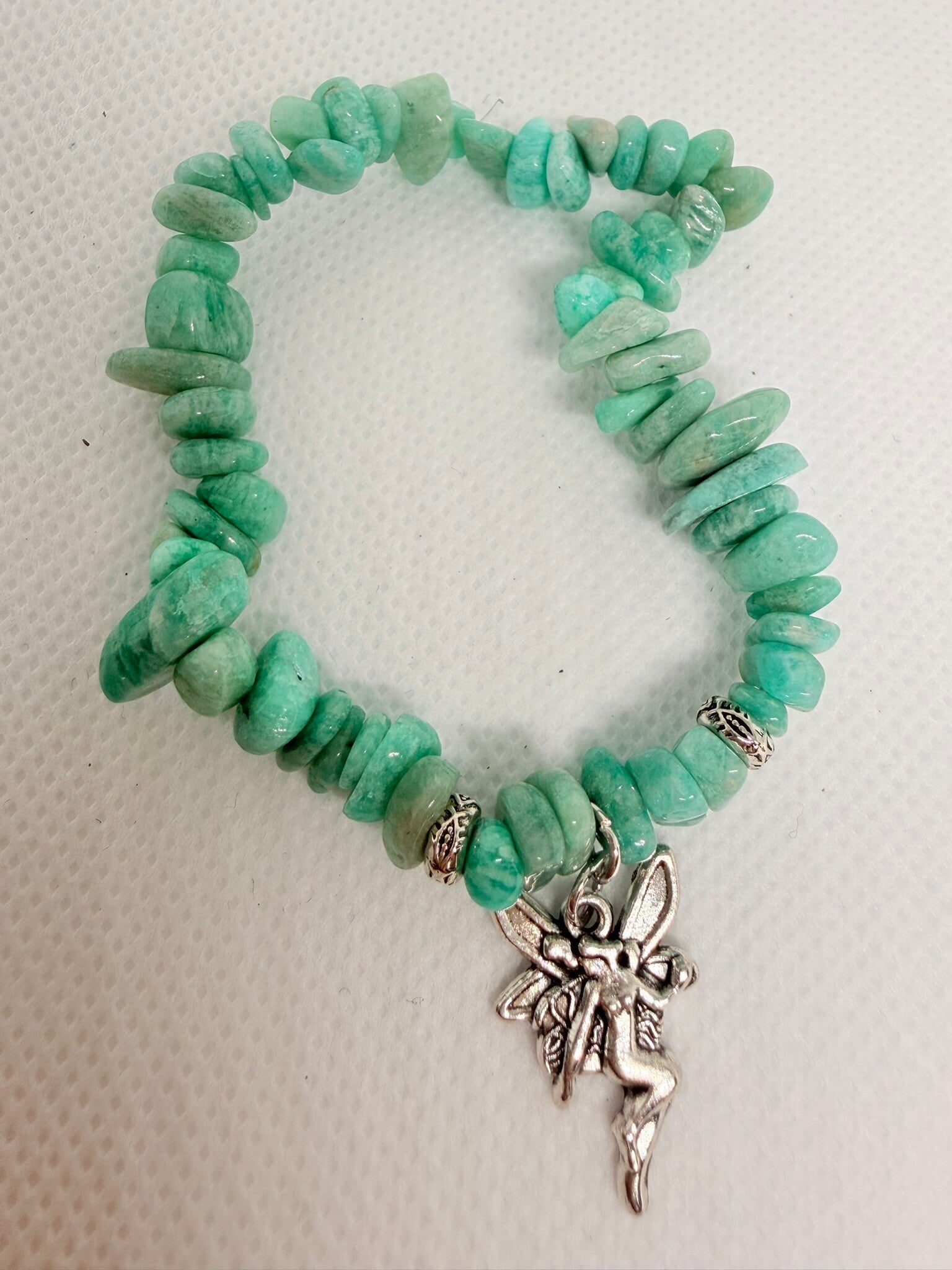 Bracelet - Amazonite Chips - Silver Angel Charm