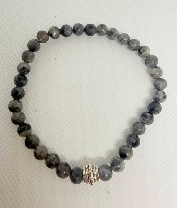 Bracelet - Larvikite, Silver Spacer