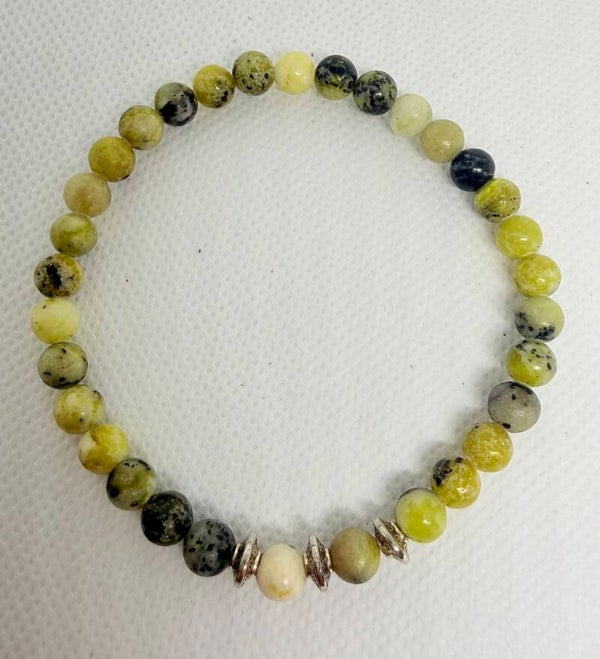 Bracelet - Serpentine, Three Silver Spacers