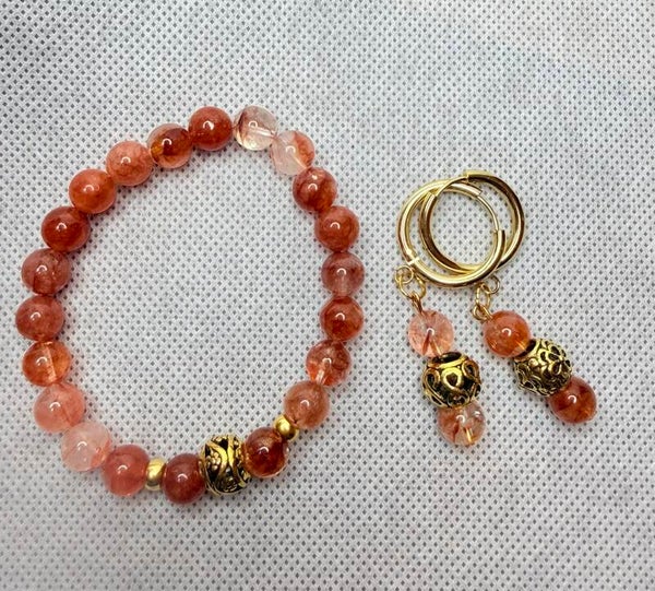Gift Set - Fire Quartz, Gold Filigree Beads