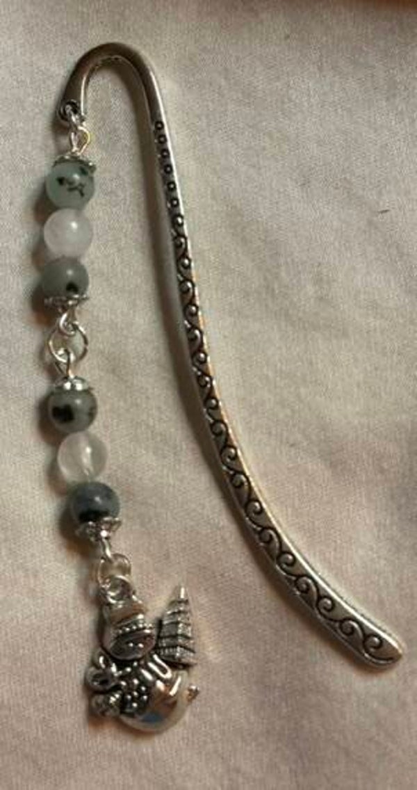 Bookmark - Kiwi Jasper, Milky Quartz
