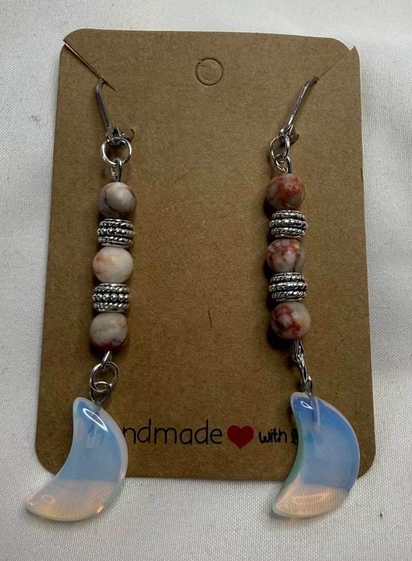 Earrings - Peach Moonstone