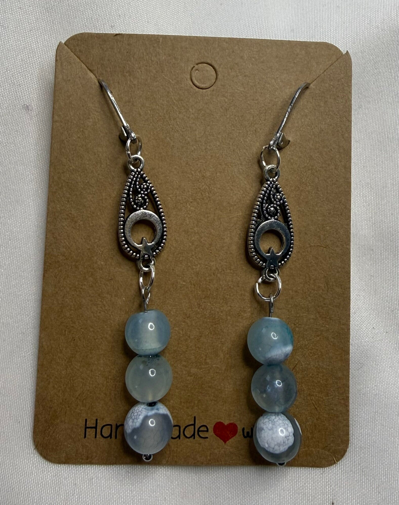 Earring - Natural Blue Fire Agate Beads